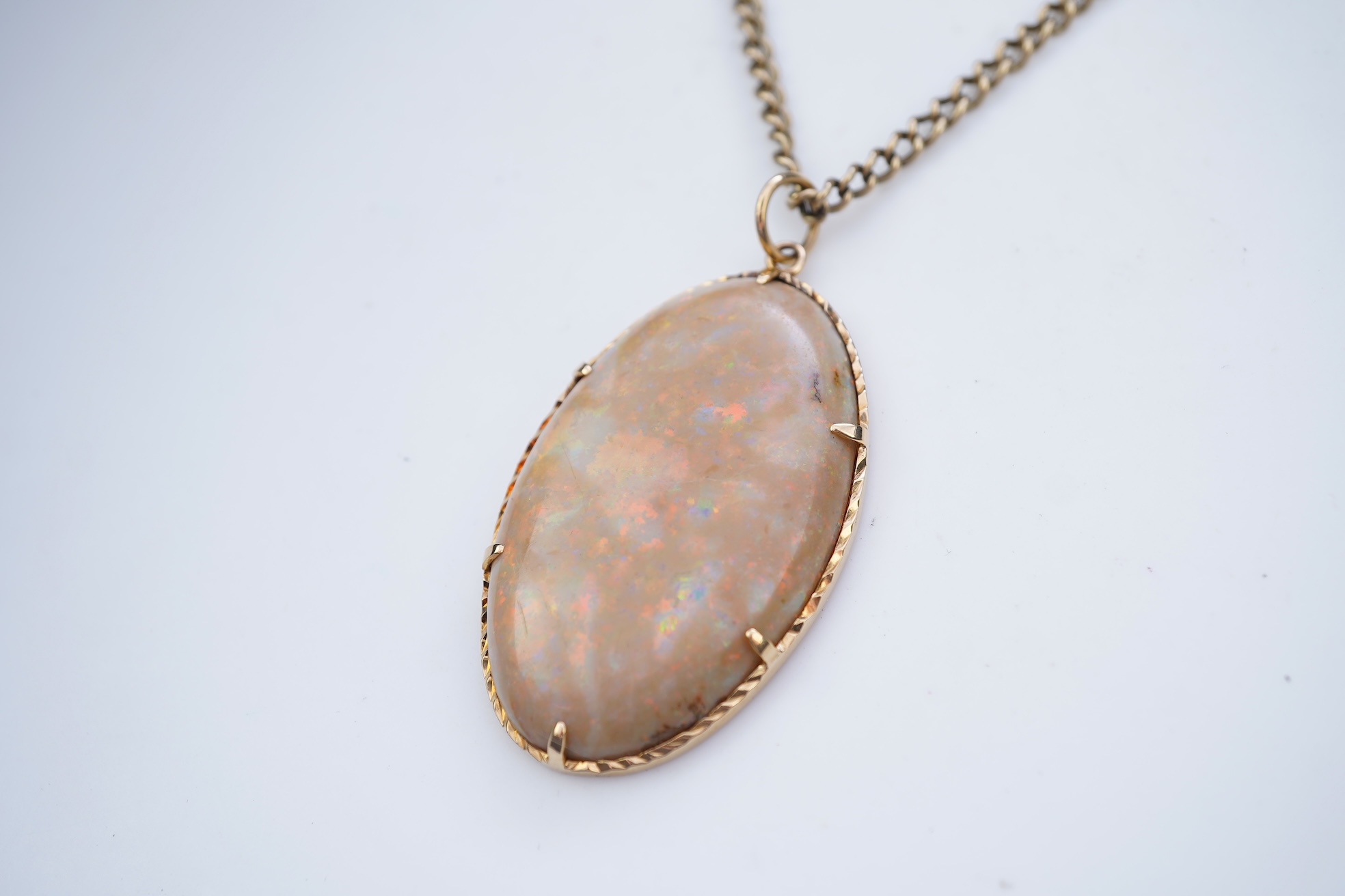 An opal pendant necklace